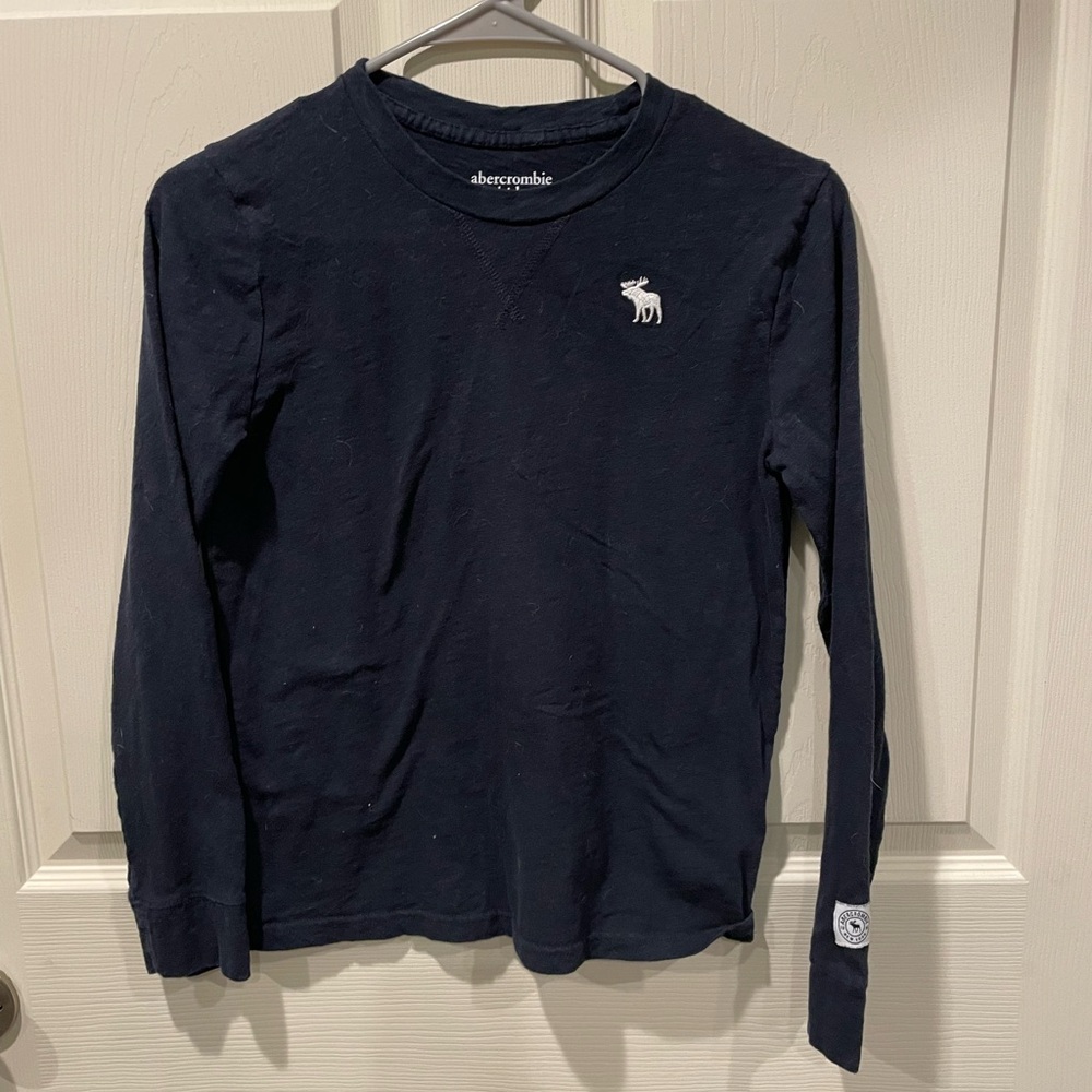 Abercrombie kids navy blue long sleeve shirt embroidered logo